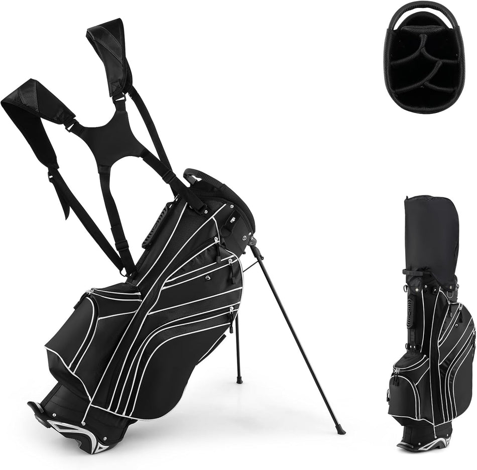 ULTIMATE Golf Stand Bag, 6 Way Top Dividers Golf Bag w/Pockets & Cooler Bag