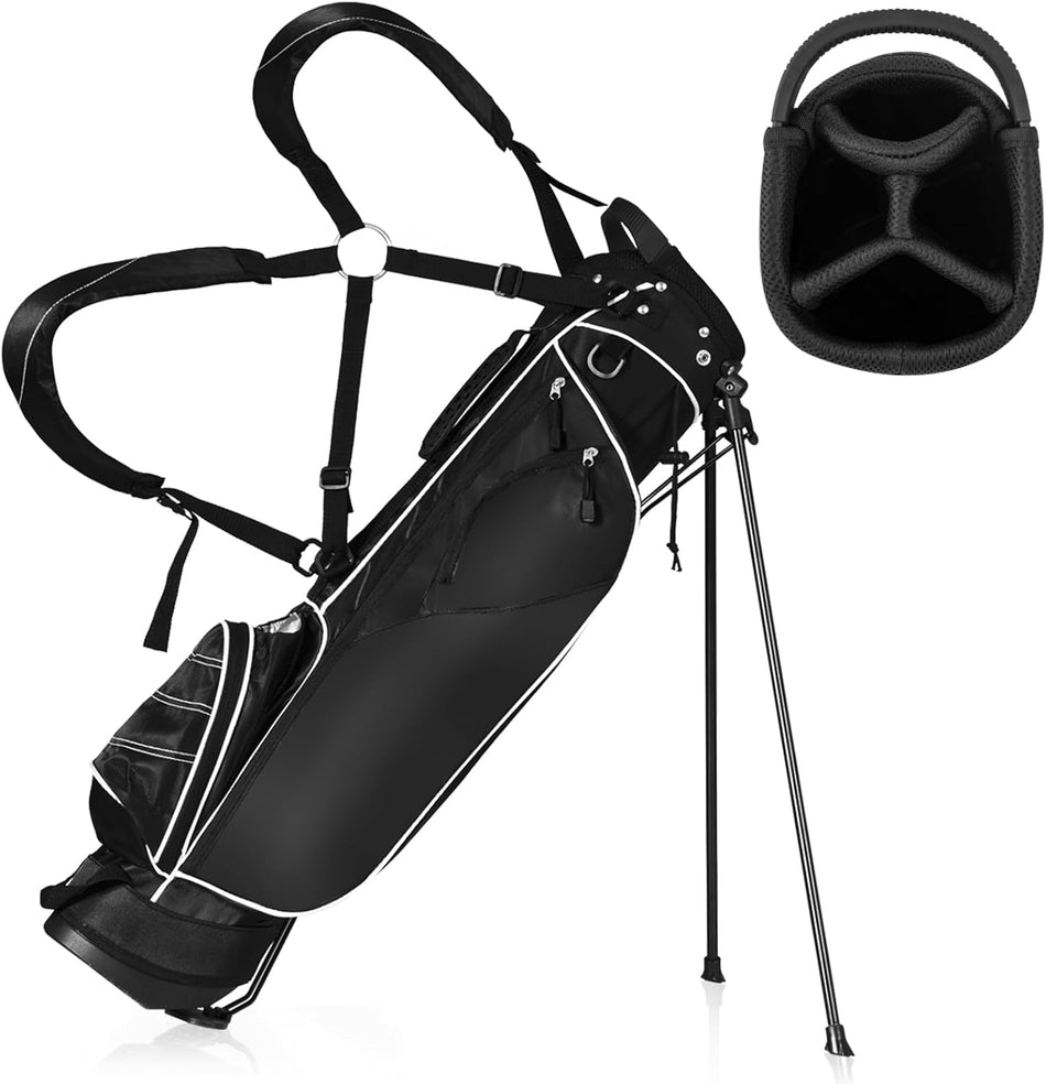 ULTIMATE Golf Stand Bag with 4-Way Top Dividers, 4 Zippered Pockets, Cooler Bag, Rain Hood and Dual Strap System
