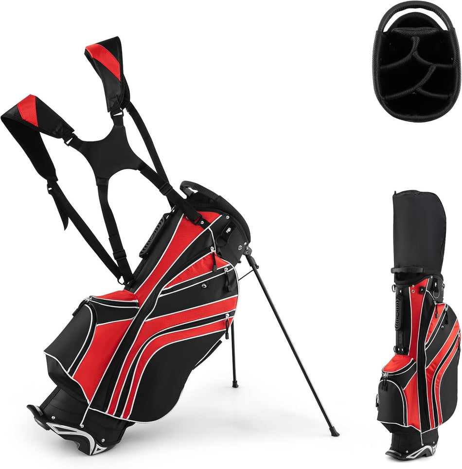ULTIMATE Golf Stand Bag, 6 Way Top Dividers Golf Bag w/Pockets & Cooler Bag