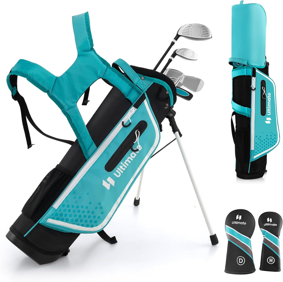 ULTIMATE Junior Complete Golf Club Set, Right Handed Kids Golf Stand Bag Set for Ages 11-13 Boys Girls