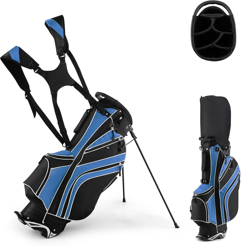 ULTIMATE Golf Stand Bag, 6 Way Top Dividers Golf Bag w/Pockets & Cooler Bag