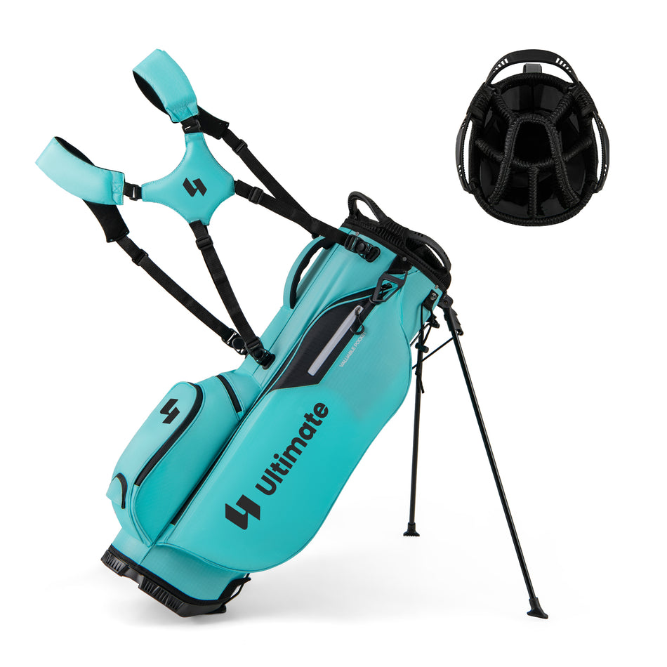 ULTIMATE Golf Stand Bag, 8-Way Golf Bag with 5 Pockets, Rain Hood, Detachable Dual Shoulder Strap