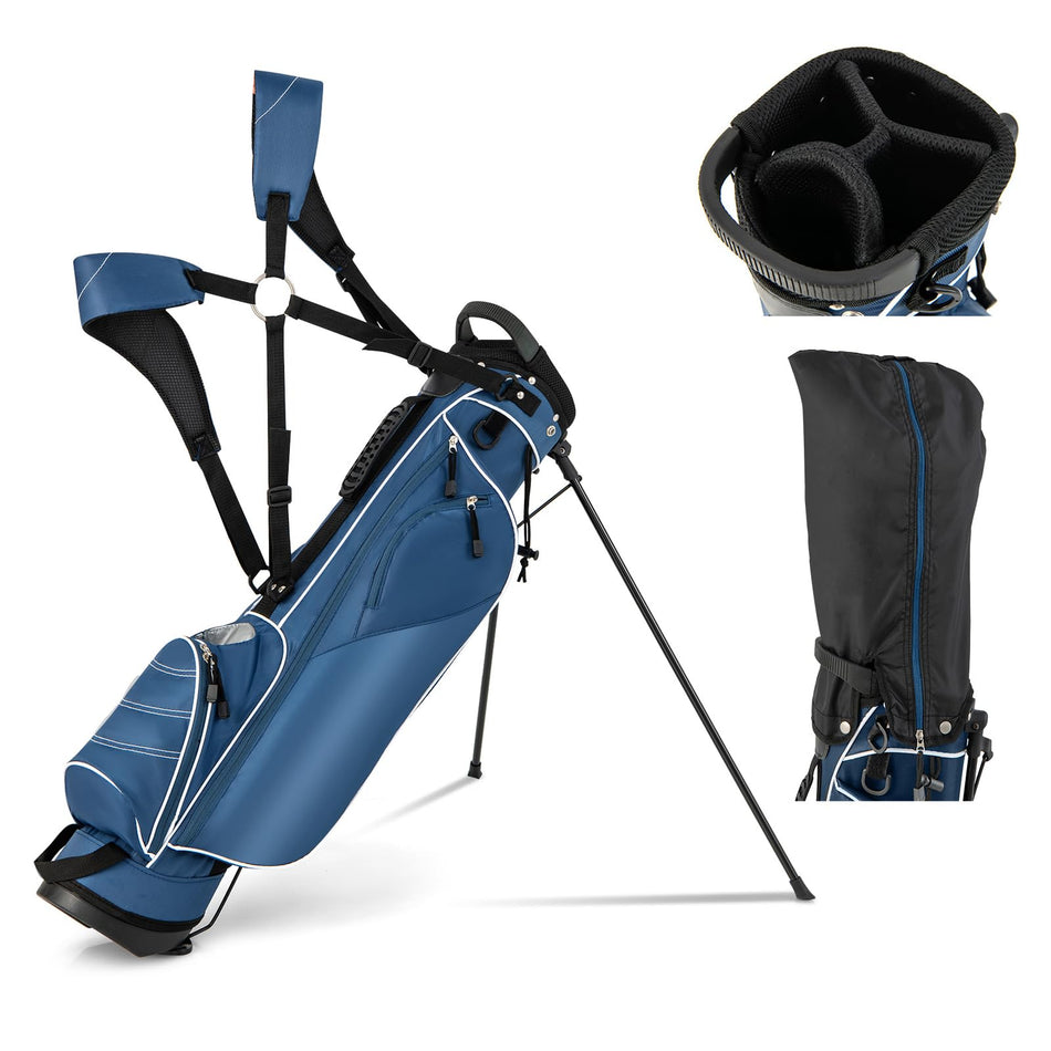 ULTIMATE Golf Stand Bag with 4-Way Top Dividers, 4 Zippered Pockets, Cooler Bag, Rain Hood and Dual Strap System