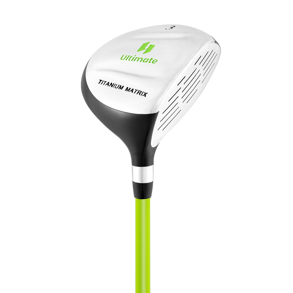 ULTIMATE 165CC Junior #3 Fairway Wood for Right Handed, Kids Golf Club with Fiberglass Shaft, Rubber Hand Grip, Headcover, Golf Training Club for Boys and Girls
