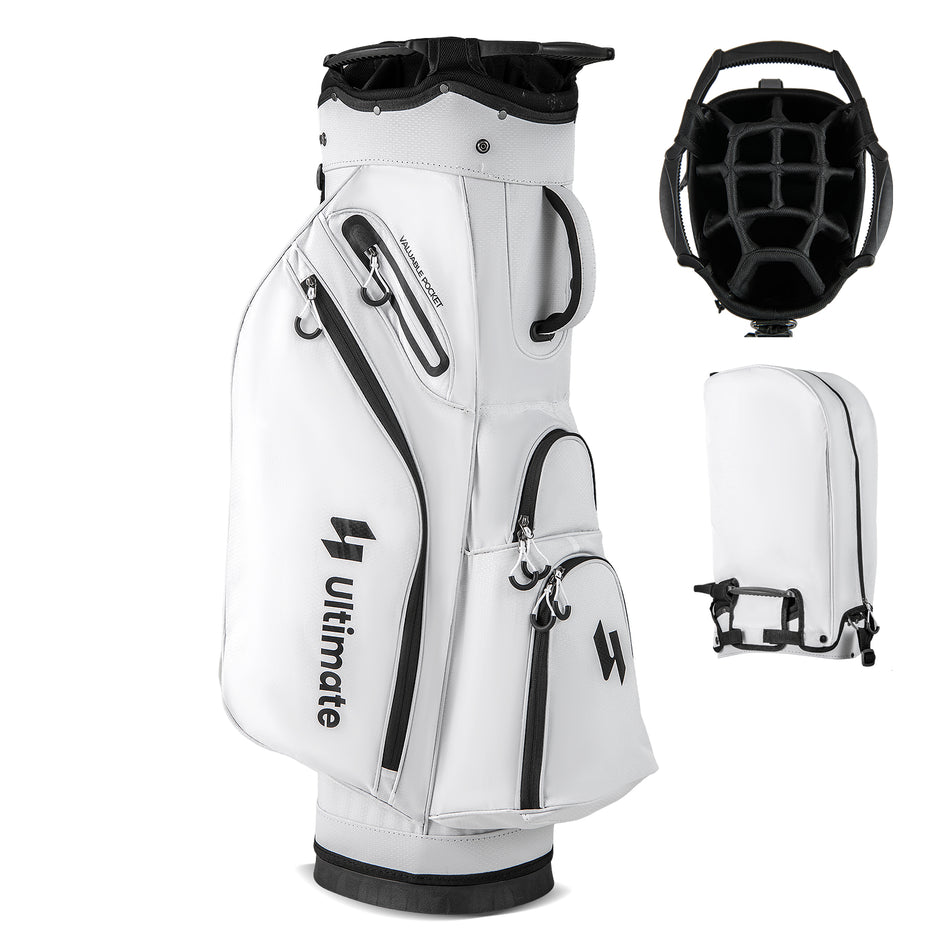 ULTIMATE Golf Cart Bag, Lightweight 14-Way Organizer Divider Top with 6 Pockets, Cooler Pocket, Rain Hood