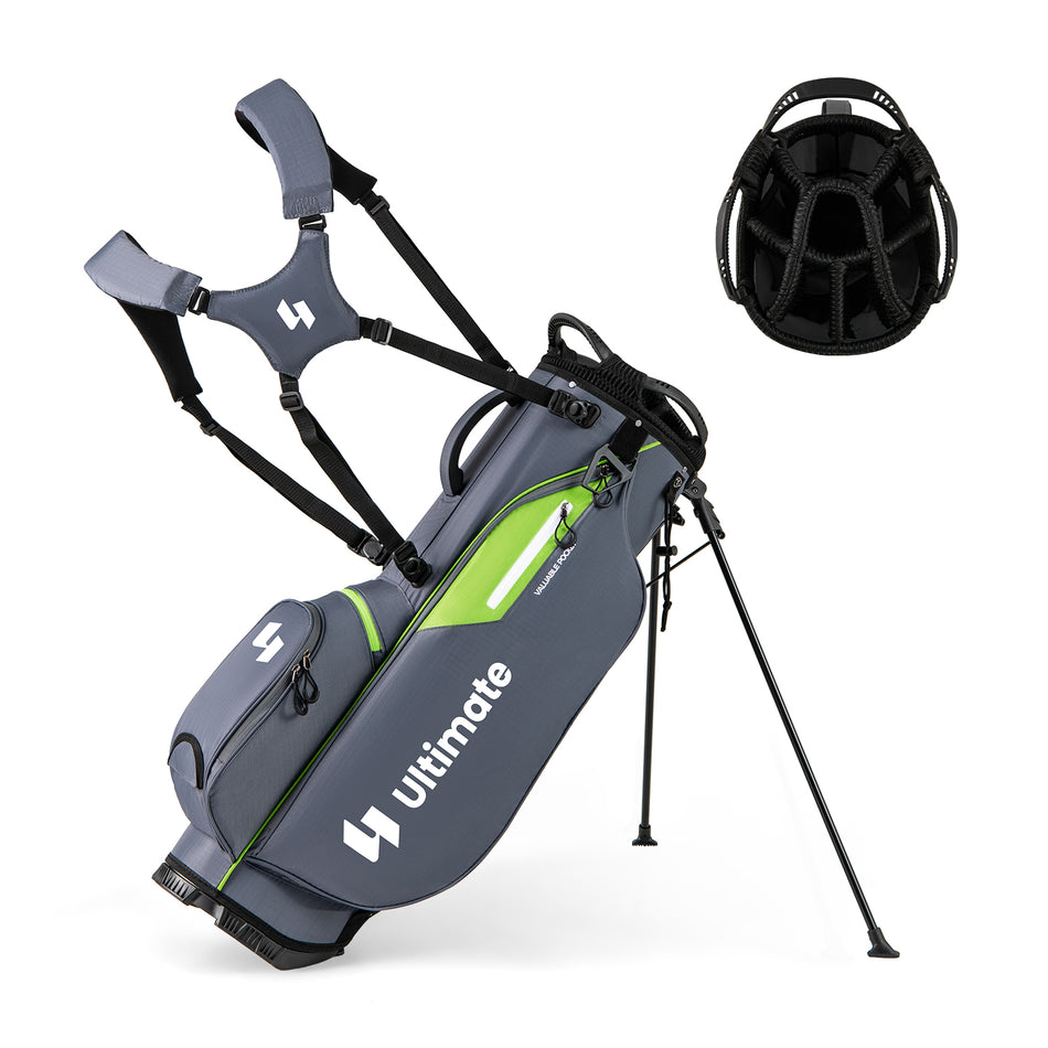 ULTIMATE Golf Stand Bag, 8-Way Golf Bag with 5 Pockets, Rain Hood, Detachable Dual Shoulder Strap