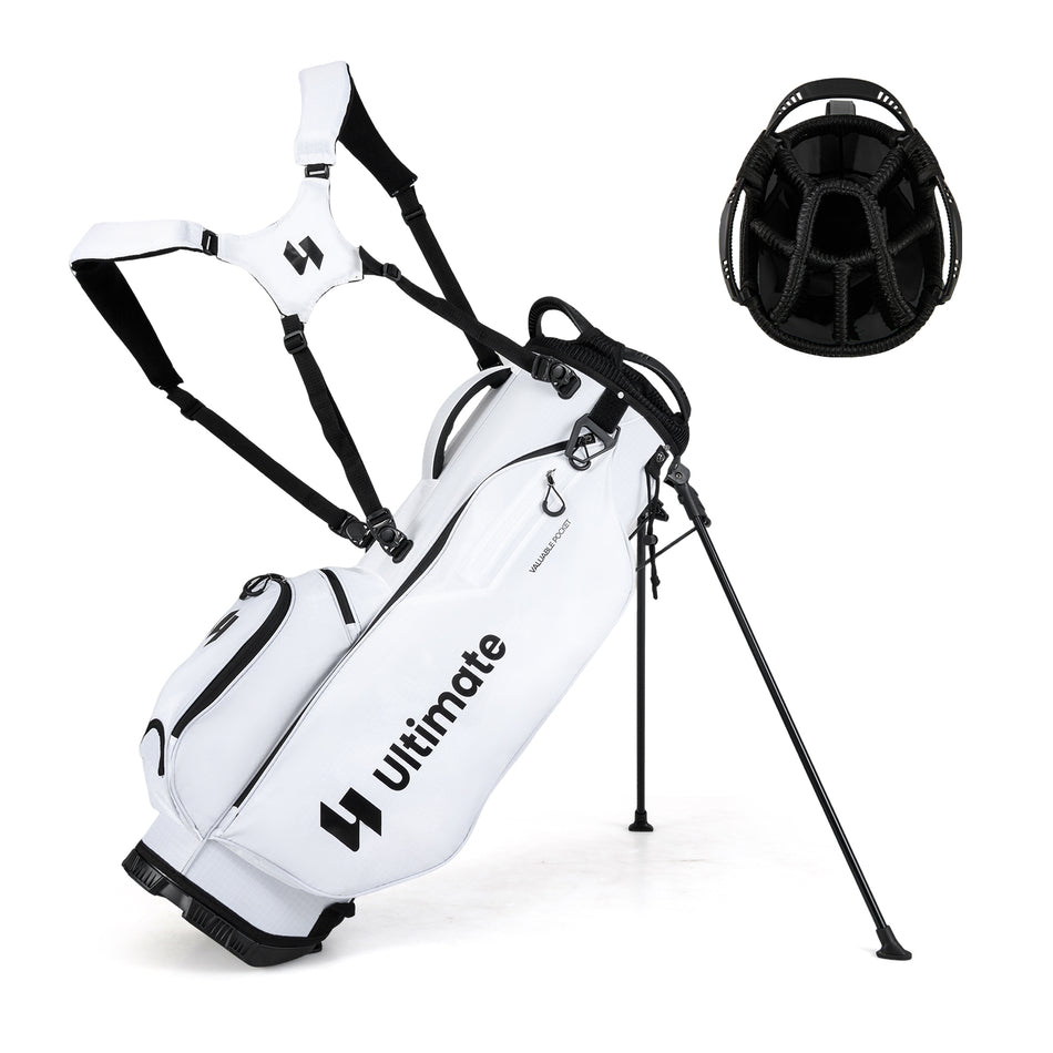 ULTIMATE Golf Stand Bag, 8-Way Golf Bag with 5 Pockets, Rain Hood, Detachable Dual Shoulder Strap