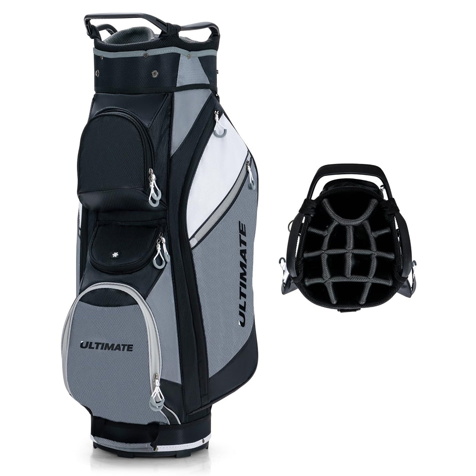 ULTIMATE Golf Cart Bag w/14 Way Top Dividers, Lightweight Golf Stand Bag w/Rain Hood & 7 Zippered Pockets