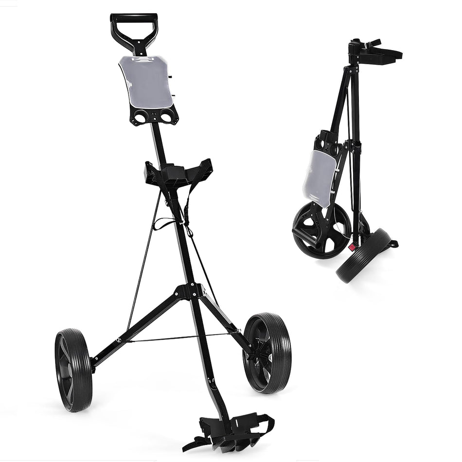 ULTIMATE 2 Wheel Golf Push Cart, Foldable Golf Trolley with Scorecard Holder