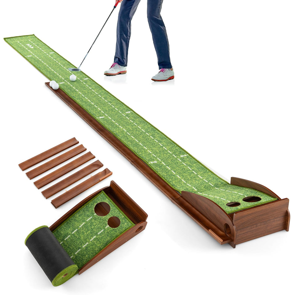 ULTIMATE Indoor/Outdoor Golf Putting Mat, Golf Putting Green w/Automatic Ball Return System