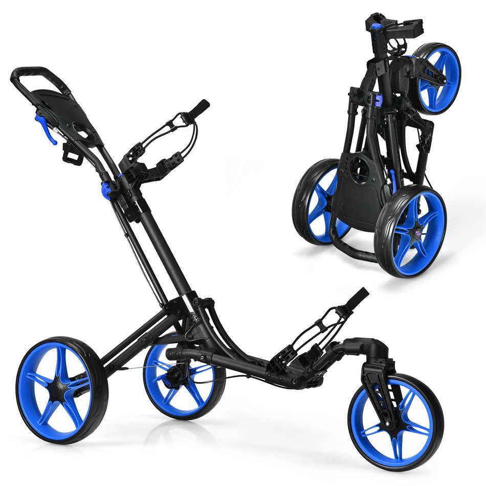 ULTIMATE Golf Push Cart, Foldable Golf Trolley w/360° Swivel Front Wheel, Drink Holder, Scoreboard