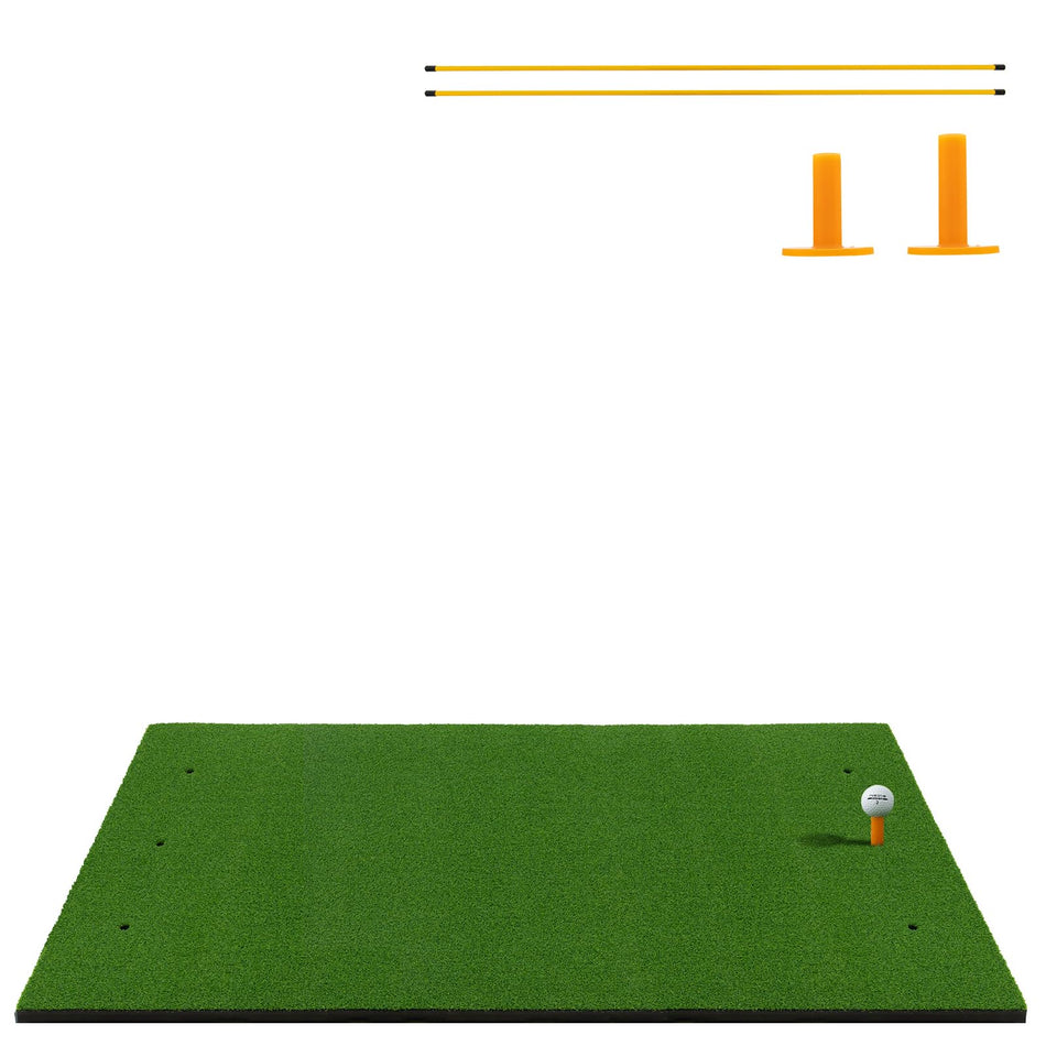 ULTIMATE Golf Hitting Mat, 5x4ft Golf Hitting Mat 25mm Thick w/ 2 Golf Rubber Tees & 2 Alignment Sticks