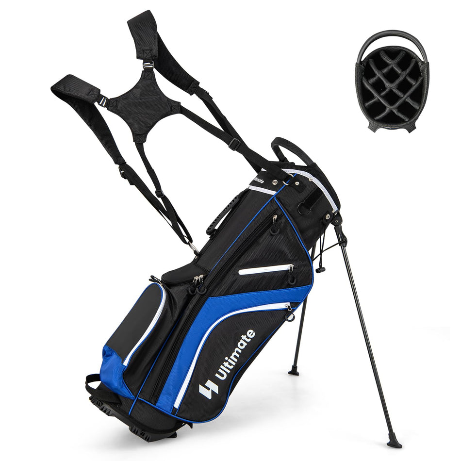 ULTIMATE 14-Way Golf Stand Bag w/ 6 Pockets,Cooler Bag & Waterproof Valuable Pocket, Rain Hood